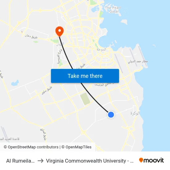 Al Rumeila Street to Virginia Commonwealth University - Qatar map