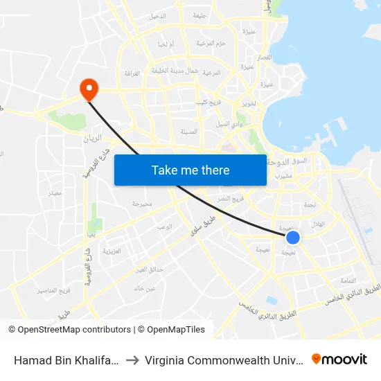 Hamad Bin Khalifa Stadium to Virginia Commonwealth University - Qatar map
