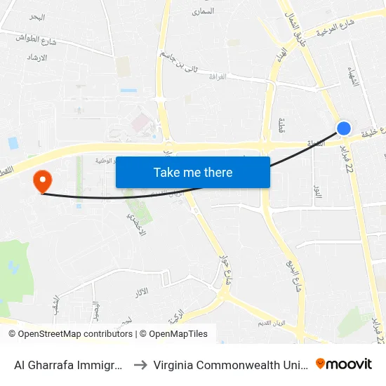 Al Gharrafa Immigration Office to Virginia Commonwealth University - Qatar map