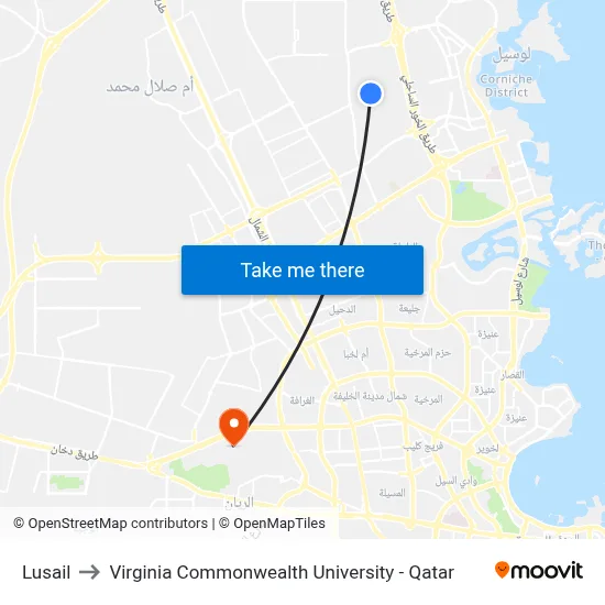 Lusail to Virginia Commonwealth University - Qatar map