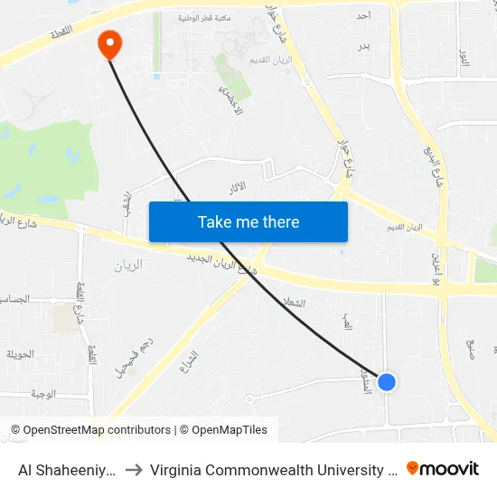 Al Shaheeniya Street to Virginia Commonwealth University - Qatar map