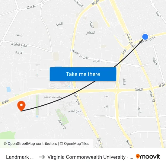 Landmark Mall to Virginia Commonwealth University - Qatar map