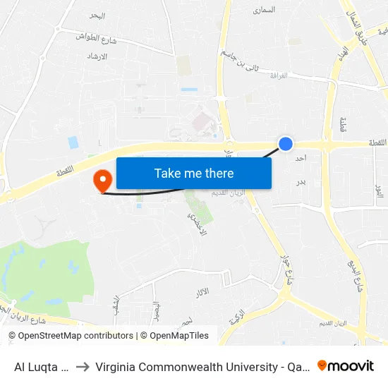 Al Luqta Street to Virginia Commonwealth University - Qatar map