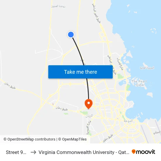 Street 959 to Virginia Commonwealth University - Qatar map