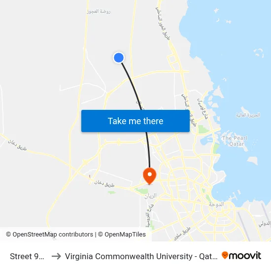 Street 960 to Virginia Commonwealth University - Qatar map