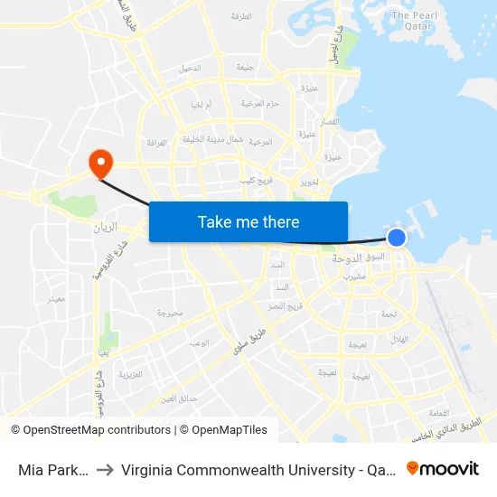 Mia Park 1 to Virginia Commonwealth University - Qatar map