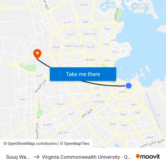 Souq Waqif to Virginia Commonwealth University - Qatar map
