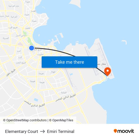 Elementary Court to Emiri Terminal map