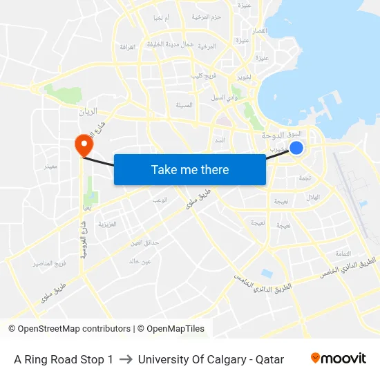 A Ring Road Stop 1 to University of Calgary - Qatar map