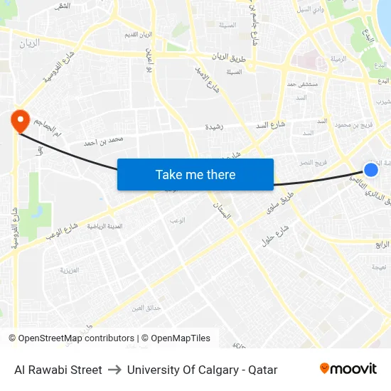 Al Rawabi Street to University of Calgary - Qatar map