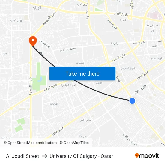 Al Joudi Street to University of Calgary - Qatar map
