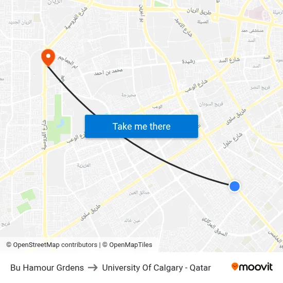 Bu Hamour Gardens to University of Calgary - Qatar map