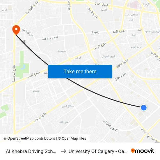 Al Khebra Driving School to University of Calgary - Qatar map
