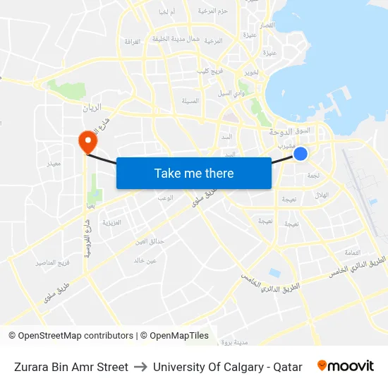 Zurara Bin Amr Street to University of Calgary - Qatar map