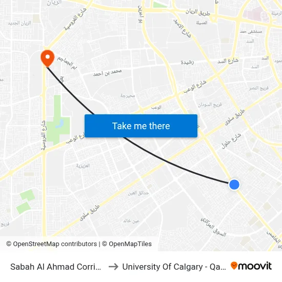 Sabah Al Ahmad Corridor to University of Calgary - Qatar map