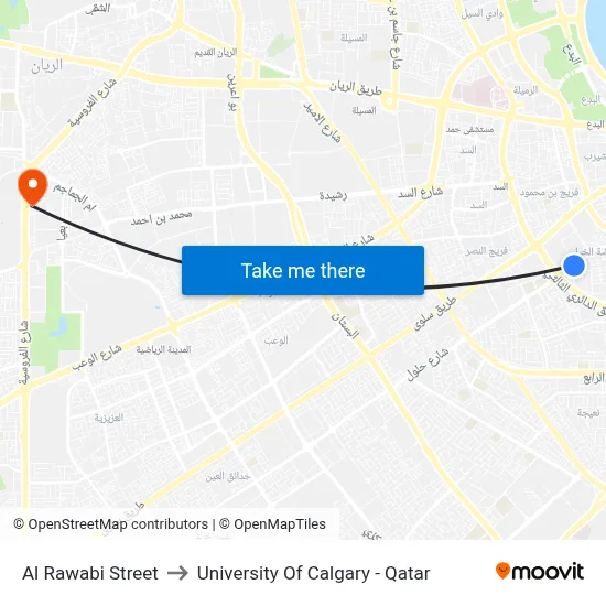 Al Rawabi Street to University of Calgary - Qatar map