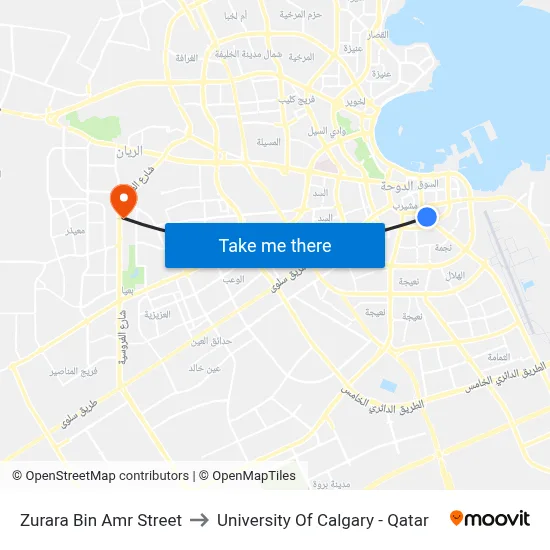 Zurara Bin Amr Street to University of Calgary - Qatar map