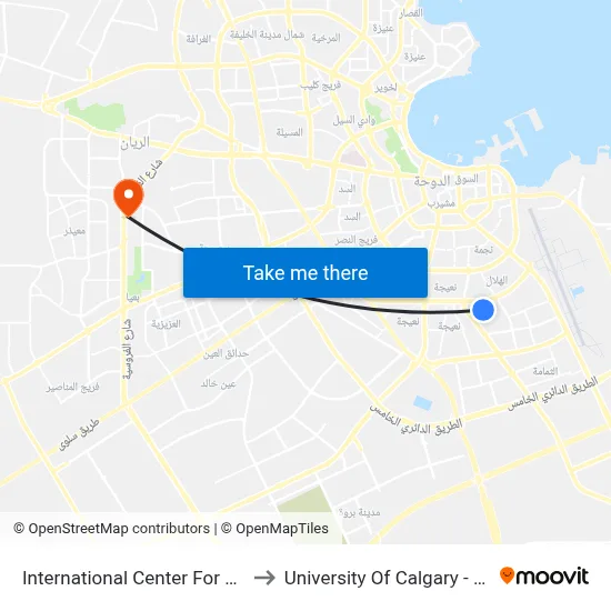 International Center For Music to University of Calgary - Qatar map