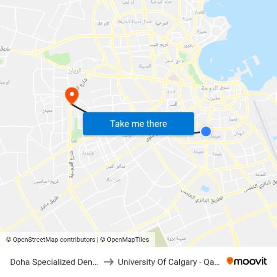 Doha Specialized Dental to University of Calgary - Qatar map