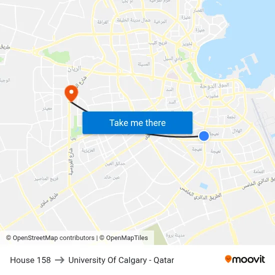 House 158 to University of Calgary - Qatar map