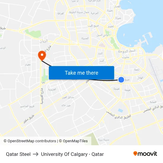 Qatar Steel to University of Calgary - Qatar map