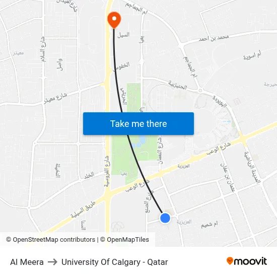 Al Meera to University of Calgary - Qatar map