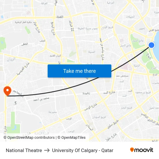 National Theatre to University of Calgary - Qatar map