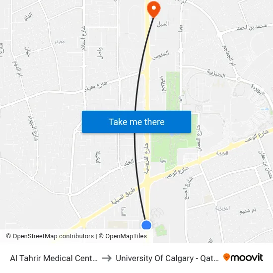 Al Tahrir Medical Center to University of Calgary - Qatar map