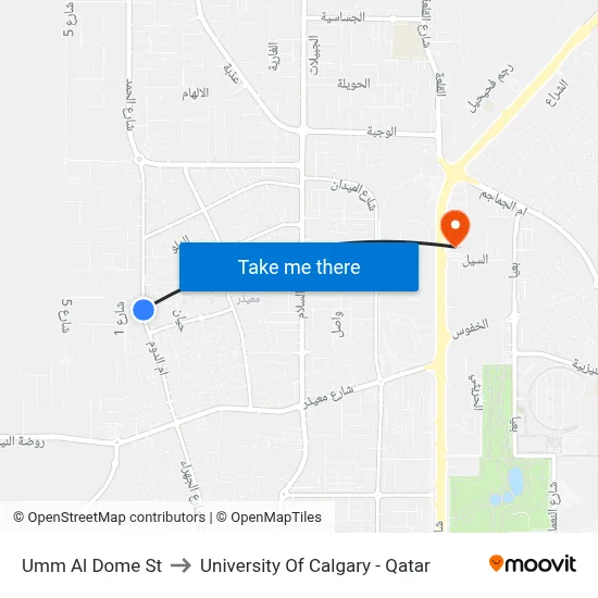 Umm Al Dome St to University of Calgary - Qatar map