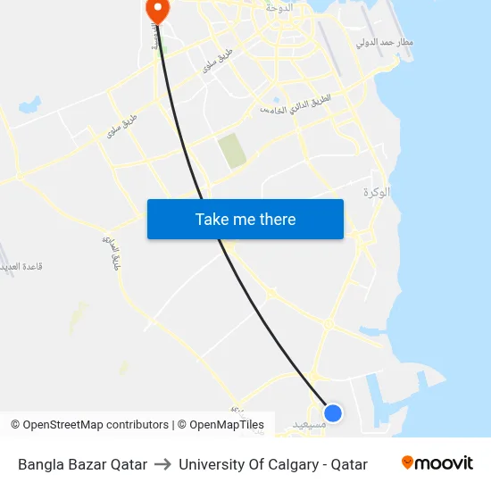 Bangla Bazar Qatar to University of Calgary - Qatar map