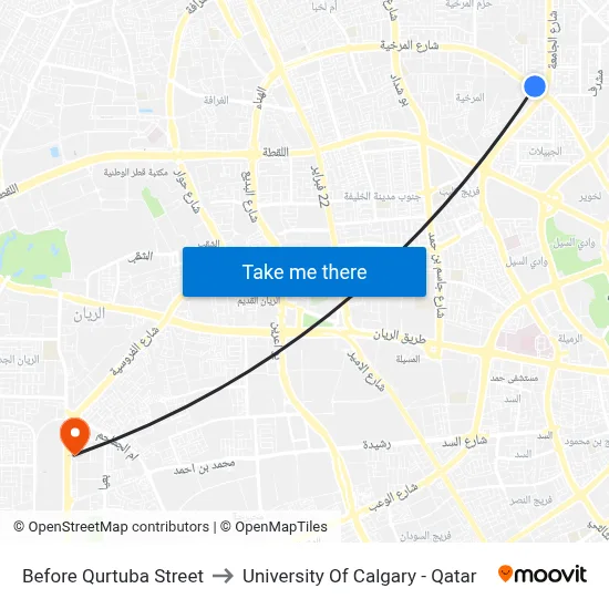 Before Qurtuba Street to University of Calgary - Qatar map