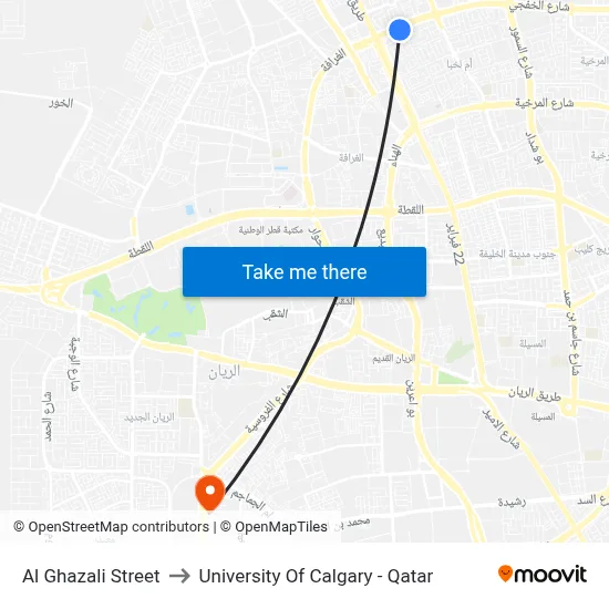 Al Ghazali Street to University of Calgary - Qatar map