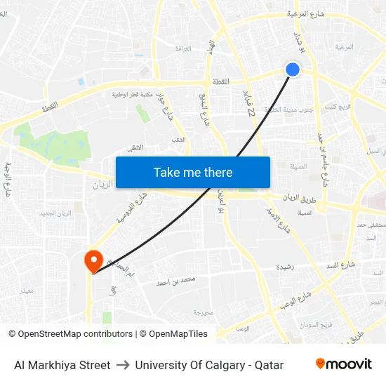 Al Markhiya Street to University of Calgary - Qatar map