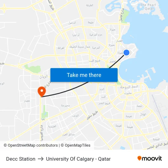 Decc Station to University of Calgary - Qatar map