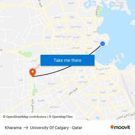 Kharama to University of Calgary - Qatar map
