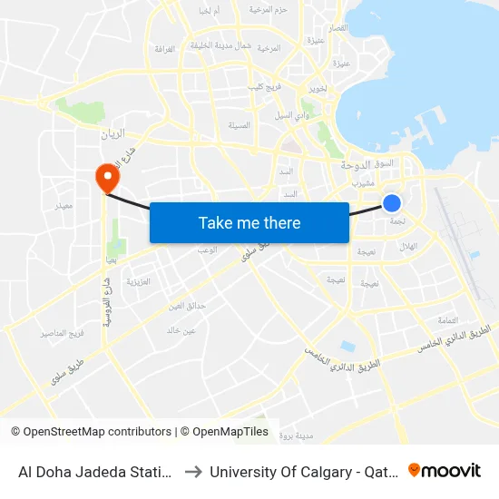 Al Doha Jadeda Station to University of Calgary - Qatar map