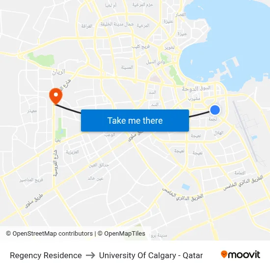 Regency Residence to University of Calgary - Qatar map