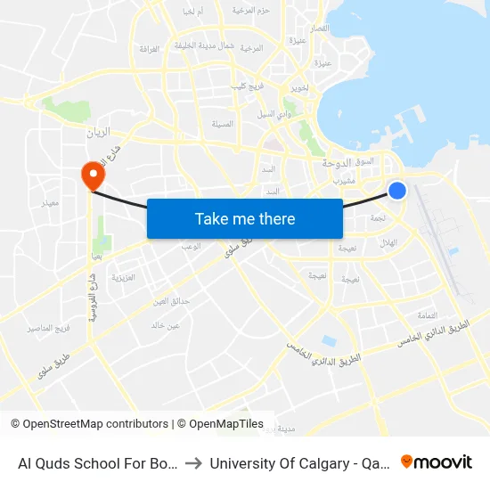 Al Quds School for Boys to University of Calgary - Qatar map