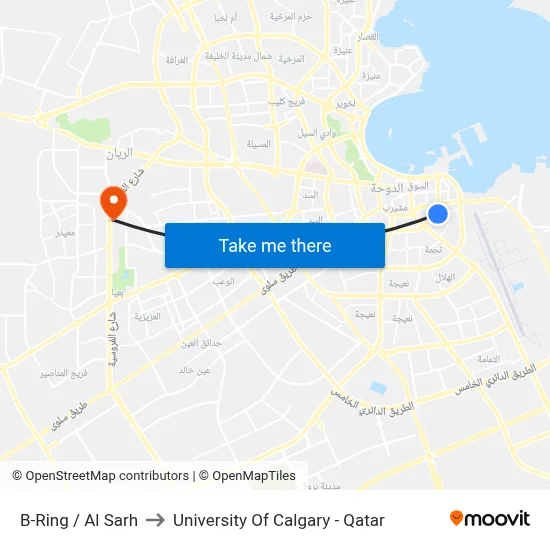 B-Ring / Al Sarh to University of Calgary - Qatar map