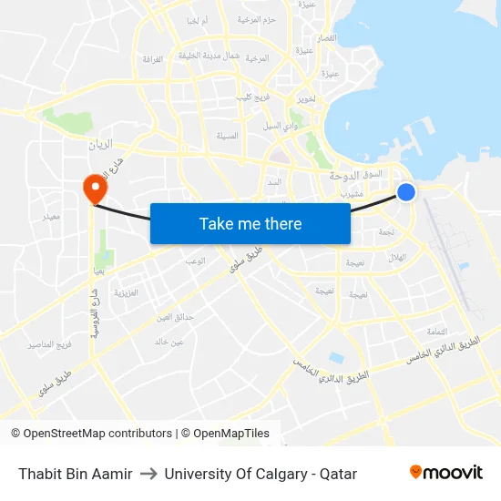 Thabit Bin Aamir to University of Calgary - Qatar map