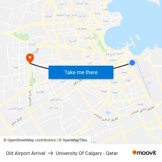 Old Airport Arrival to University of Calgary - Qatar map