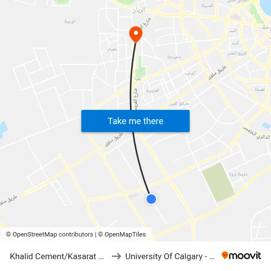 Khalid Cement/Kasarat Street to University of Calgary - Qatar map