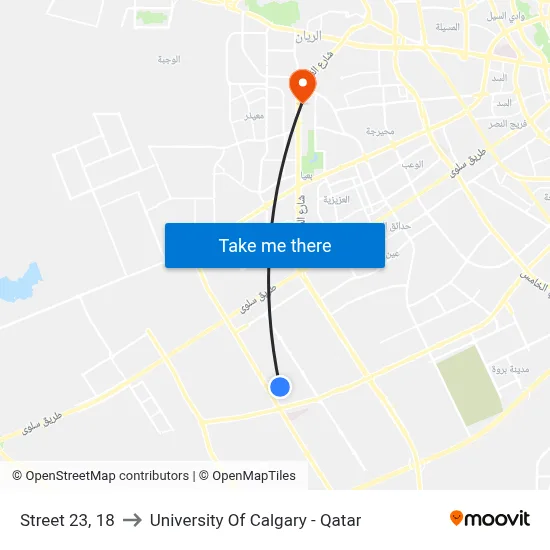 Street 23, 18 to University of Calgary - Qatar map