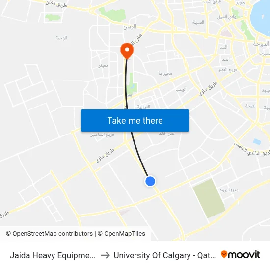 Jaida Heavy Equipment to University of Calgary - Qatar map