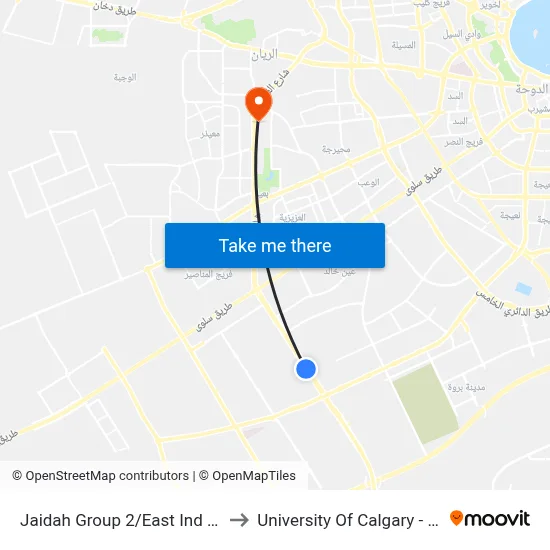 Jaidah Group 2/East Industrial Street to University of Calgary - Qatar map