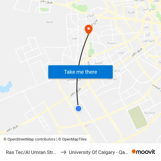 Ras Tec/Al Umran Street to University of Calgary - Qatar map
