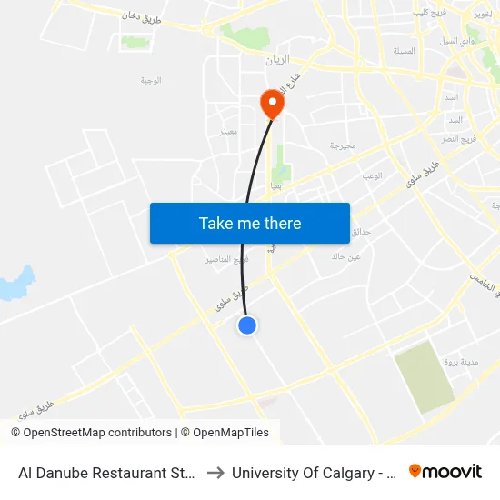 Al Danube Restaurant Street 5 to University of Calgary - Qatar map