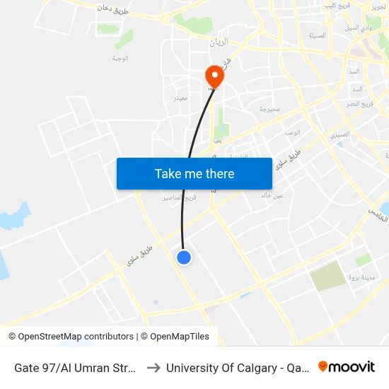 Gate 97/Al Umran Street to University of Calgary - Qatar map