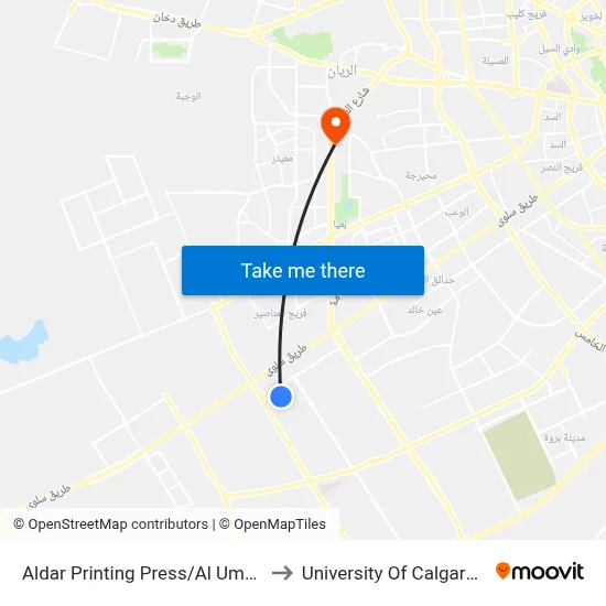 Aldar Printing Press/Al Umran Street to University of Calgary - Qatar map