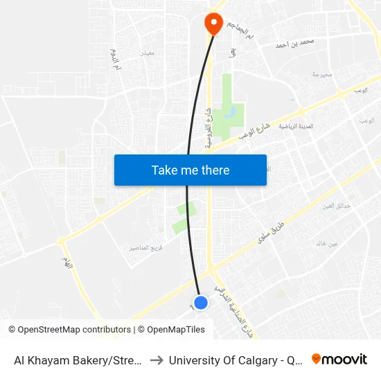 Al Khayam Bakery/Street 1 to University of Calgary - Qatar map